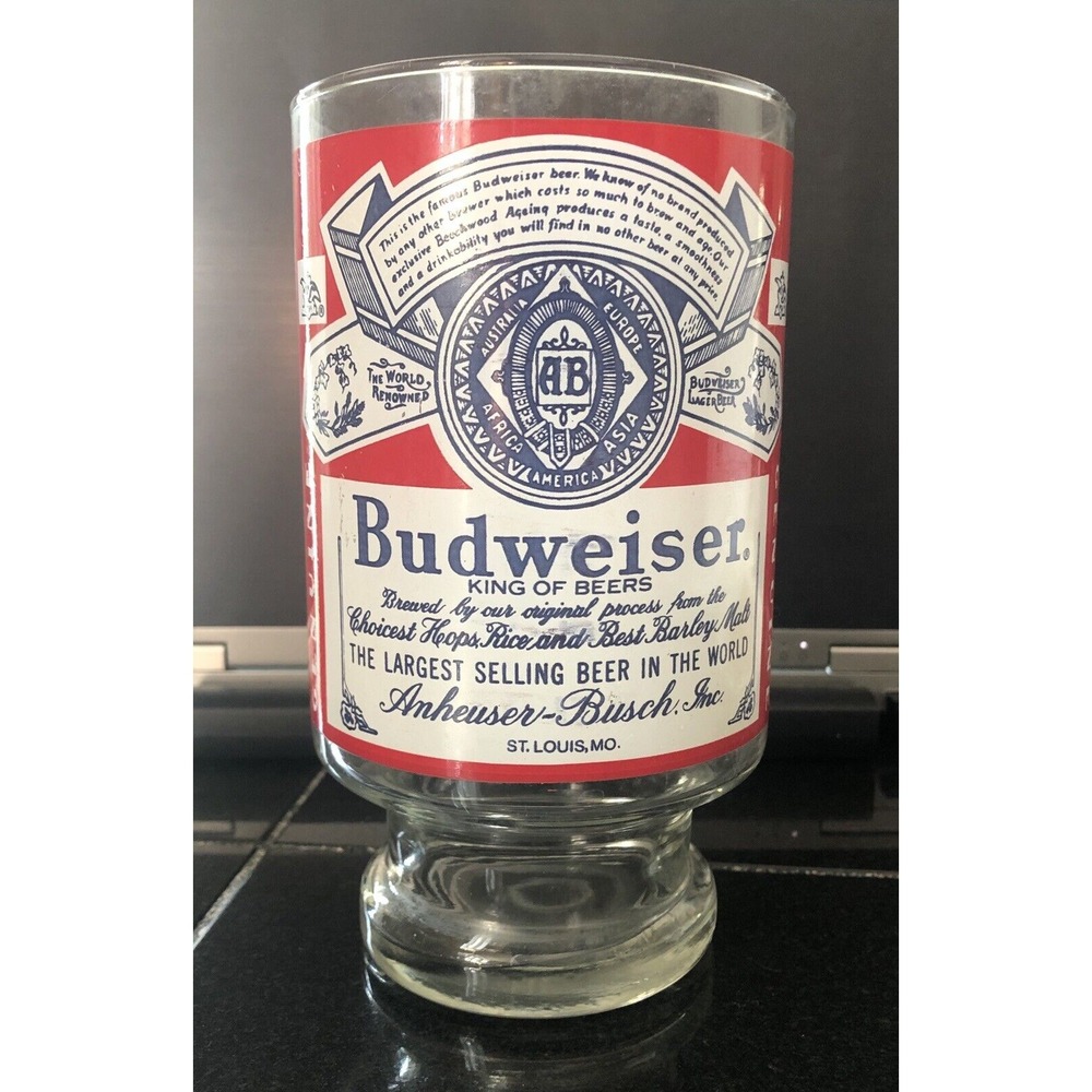 Vintage Anheuser-Busch Budweiser Footed Beer Glass X Large 32oz King of Beers